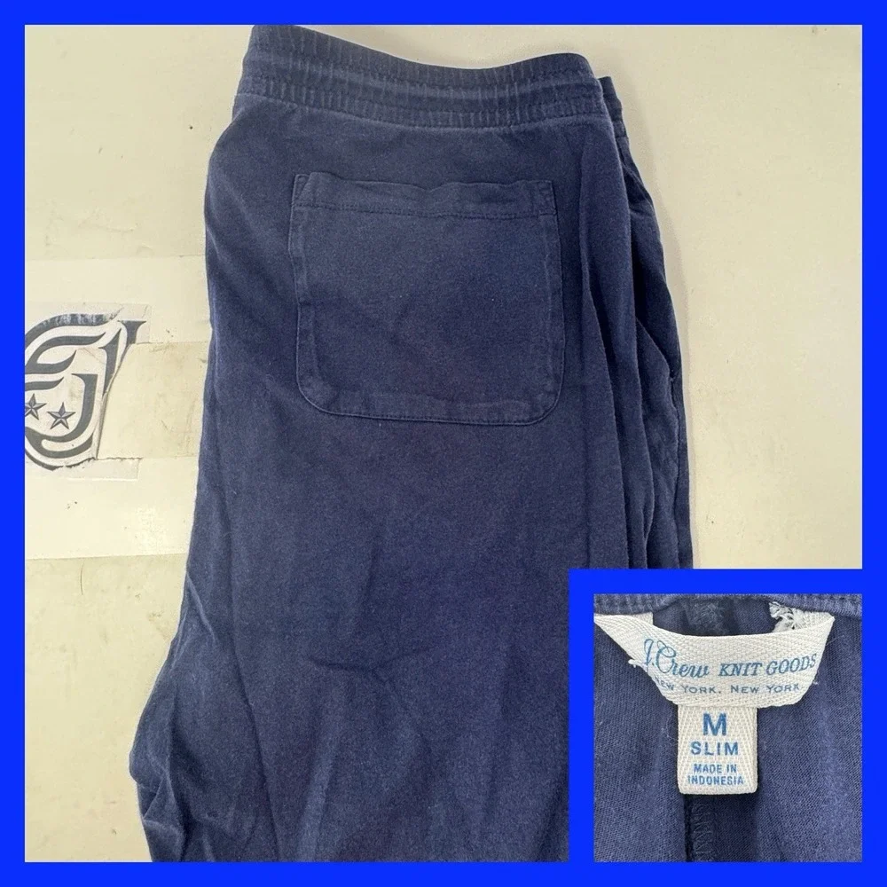 J‎ Crew Knit Goods Navy Blue Slim Fit Jogger Sweatpants Men's Size Medium Slim